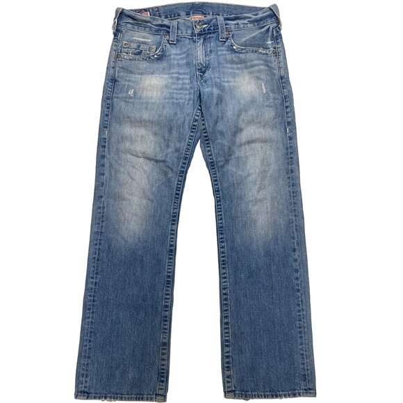 True Religion World Tour Section Bobby Baggy Fit Distressed Men's Jeans 36x32.5 - Picture 2 of 13